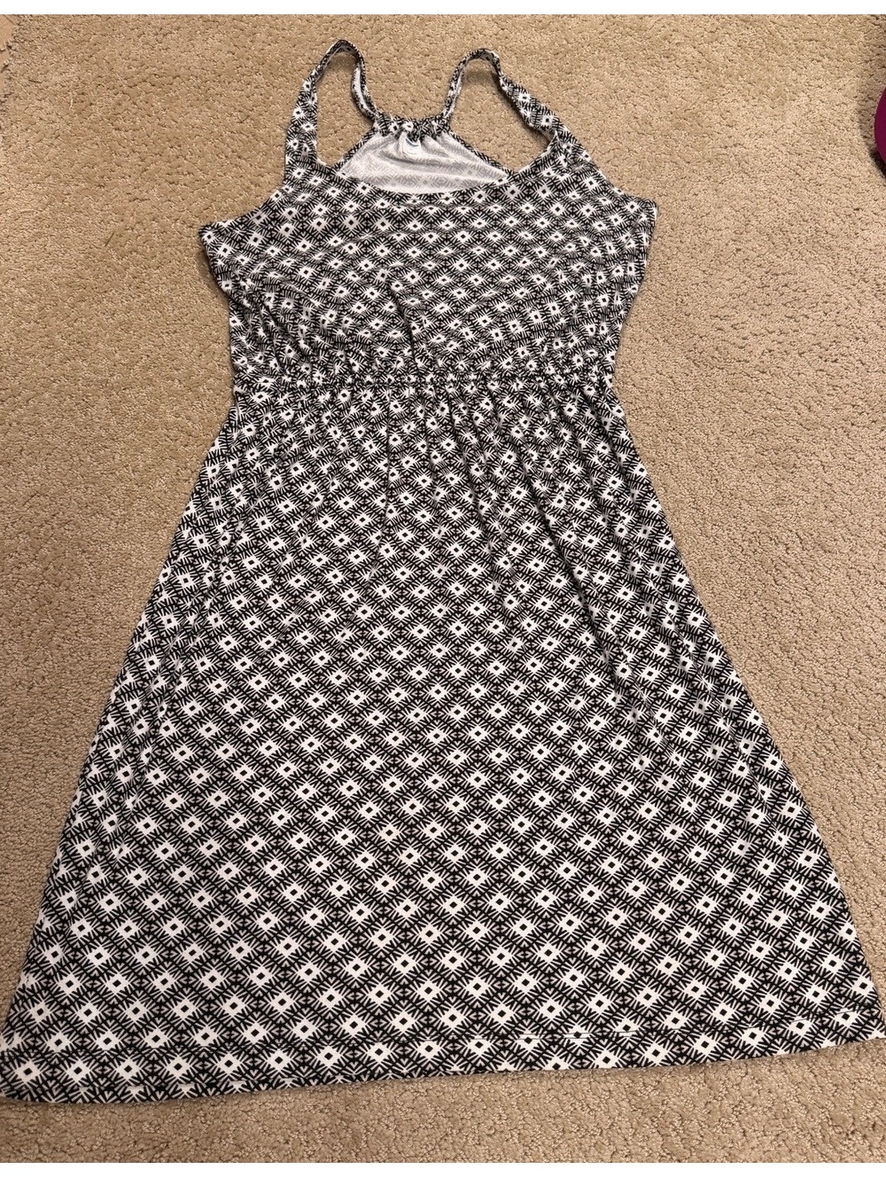 Old Navy Black & White Geometric Racerback Midi Dress Medium